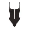 ZIP-UP SWIM SCOOP NECK ONE PIECE | ONYX