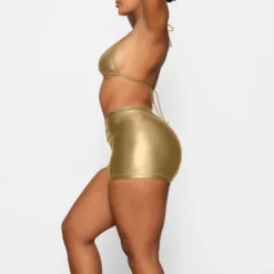 METALLIC SWIM V-WAIST SHORT | GOLD -SWIM Sales Store SKIMS SWIM BO SHO 2805 DA GOL 0026