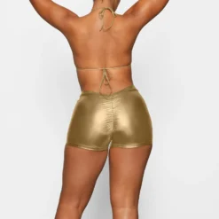 METALLIC SWIM V-WAIST SHORT | GOLD -SWIM Sales Store SKIMS SWIM BO SHO 2805 DA GOL 0030
