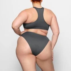 SWIM HIGH NECK RACER TOP | GUNMETAL -SWIM Sales Store SKIMS SWIM BT HNK 2786 CC GUN 0017 BK