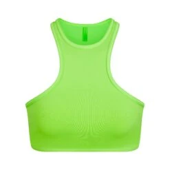 SWIM HIGH NECK RACER TOP | NEON GREEN