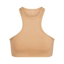 SWIM HIGH NECK RACER TOP | OCHRE