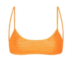 CROCHET SWIM MICRO SCOOP BIKINI TOP | NEON ORANGE