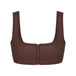 RUBBERIZED SCUBA SWIM SCOOP NECK BIKINI TOP | COCOA