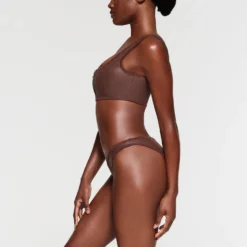RUBBERIZED SCUBA SWIM SCOOP NECK BIKINI TOP | COCOA -SWIM Sales Store SKIMS SWIM BT SCP 3159 NB COA 011