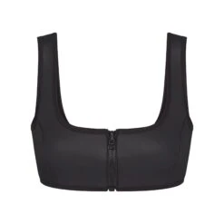 RUBBERIZED SCUBA SWIM SCOOP NECK BIKINI TOP | ONYX