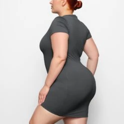 SWIM T-SHIRT DRESS | GUNMETAL -SWIM Sales Store SKIMS SWIM CU DRS 2793 CC GUN 0009 SD