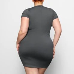 SWIM T-SHIRT DRESS | GUNMETAL -SWIM Sales Store SKIMS SWIM CU DRS 2793 CC GUN 0012 BK