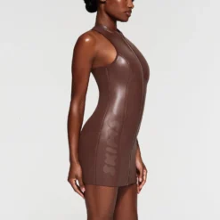 RUBBERIZED SCUBA SWIM MOCK NECK DRESS | COCOA -SWIM Sales Store SKIMS SWIM CU DRS 3165 NB COA 040
