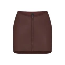 RUBBERIZED SCUBA SWIM MINI SKIRT | COCOA