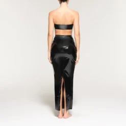 PATENT FAUX LEATHER SWIM SKIRT | ONYX -SWIM Sales Store SKIMS SWIM CU SKT 3656 NC PTO 0012