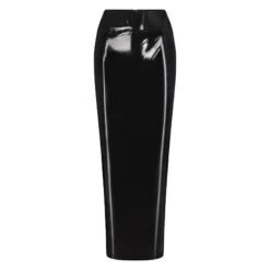 PATENT FAUX LEATHER SWIM SKIRT | ONYX