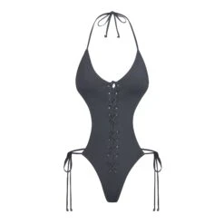 SWIM LACE UP MONOKINI | GUNMETAL