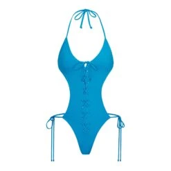 SWIM LACE UP MONOKINI | TURQUOISE
