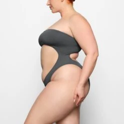 SWIM STRAPLESS MONOKINI | GUNMETAL -SWIM Sales Store SKIMS SWIM OP BRF 2795 CC GUN 0024 SD