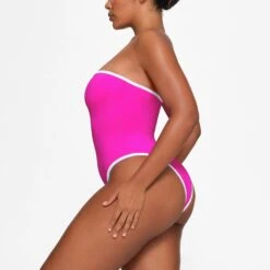 ZIP-UP SWIM STRAPLESS ONE PIECE | HIBISCUS -SWIM Sales Store SKIMS SWIM OP BRF 3025 HA HIB 0007 SD
