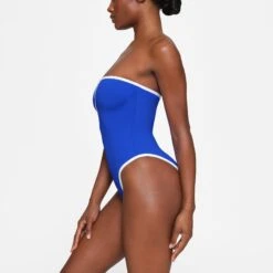 ZIP-UP SWIM STRAPLESS ONE PIECE | COBALT -SWIM Sales Store SKIMS SWIM OP BRF 3025 HB COB 0007 SD