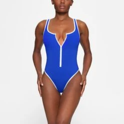 ZIP-UP SWIM SCOOP NECK ONE PIECE | COBALT -SWIM Sales Store SKIMS SWIM OP BRF 3026 HB COB 0002 FR