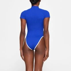 ZIP-UP SWIM MOCK NECK ONE PIECE | COBALT -SWIM Sales Store SKIMS SWIM OP BRF 3027 HB COB 0017 BK
