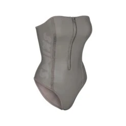 RUBBERIZED SCUBA SWIM STRAPLESS ONE PIECE | GREY CHALK -SWIM Sales Store SKIMS SWIM OP BRF 3163 IRN SIDE