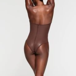 RUBBERIZED SCUBA SWIM STRAPLESS ONE PIECE | COCOA -SWIM Sales Store SKIMS SWIM OP BRF 3163 NB COA 024