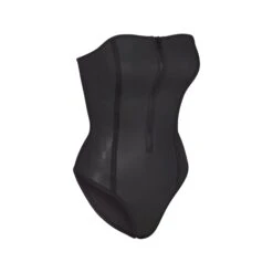 RUBBERIZED SCUBA SWIM STRAPLESS ONE PIECE | ONYX -SWIM Sales Store SKIMS SWIM OP BRF 3163 ONX SIDE