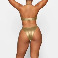 METALLIC SWIM HALTER MONOKINI | GOLD -SWIM Sales Store SKIMS SWIM OP CKY 2807 DA GOL 0012