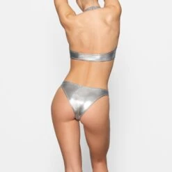 METALLIC SWIM HALTER MONOKINI | NICKEL -SWIM Sales Store SKIMS SWIM OP CKY 2807 DD NIC 0016