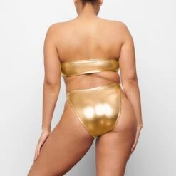 METALLIC SWIM DIPPED MID WAIST BOTTOMS | GOLD -SWIM Sales Store SKIMS SWIM SW BKN 0032 QA GOL 0016 BK