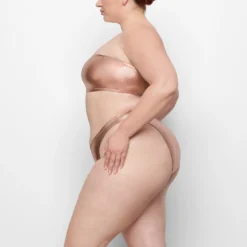 METALLIC SWIM DIPPED MID WAIST BOTTOMS | CHAMPAGNE -SWIM Sales Store SKIMS SWIM SW BKN 0032 QC CHP 0007 SD