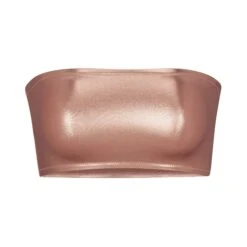 METALLIC SWIM BANDEAU BIKINI TOP | CHAMPAGNE