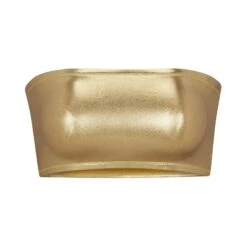 METALLIC SWIM BANDEAU BIKINI TOP | GOLD