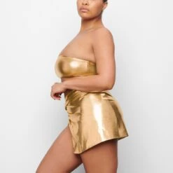 METALLIC SWIM BANDEAU BIKINI TOP | GOLD -SWIM Sales Store SKIMS SWIM SW BND 0025 QA GOL 0006 SD