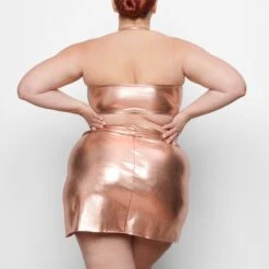 METALLIC SWIM BANDEAU BIKINI TOP | CHAMPAGNE -SWIM Sales Store SKIMS SWIM SW BND 0025 QC CHP 0010 BK