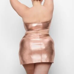 METALLIC SWIM BANDEAU BIKINI TOP | CHAMPAGNE -SWIM Sales Store SKIMS SWIM SW BND 0025 QC CHP 0024 BK