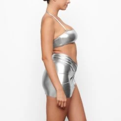 METALLIC SWIM BANDEAU BIKINI TOP | NICKEL -SWIM Sales Store SKIMS SWIM SW BND 0025 QD NIC 0004 SD