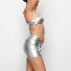 METALLIC SWIM BANDEAU BIKINI TOP | NICKEL -SWIM Sales Store SKIMS SWIM SW BND 0025 QD NIC 0016 SD