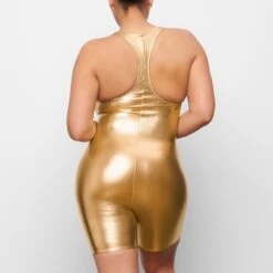 METALLIC SWIM CYCLE SUIT | GOLD -SWIM Sales Store SKIMS SWIM SW BSS 0041 QA GOL 0014 BK