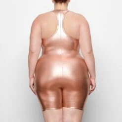 METALLIC SWIM CYCLE SUIT | CHAMPAGNE -SWIM Sales Store SKIMS SWIM SW BSS 0041 QC CHP 0009 BK