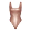 METALLIC SWIM HIGH CUT ONE PIECE | CHAMPAGNE
