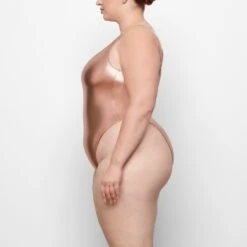 METALLIC SWIM HIGH CUT ONE PIECE | CHAMPAGNE -SWIM Sales Store SKIMS SWIM SW HICO 0035 QC CHP 0005 SD