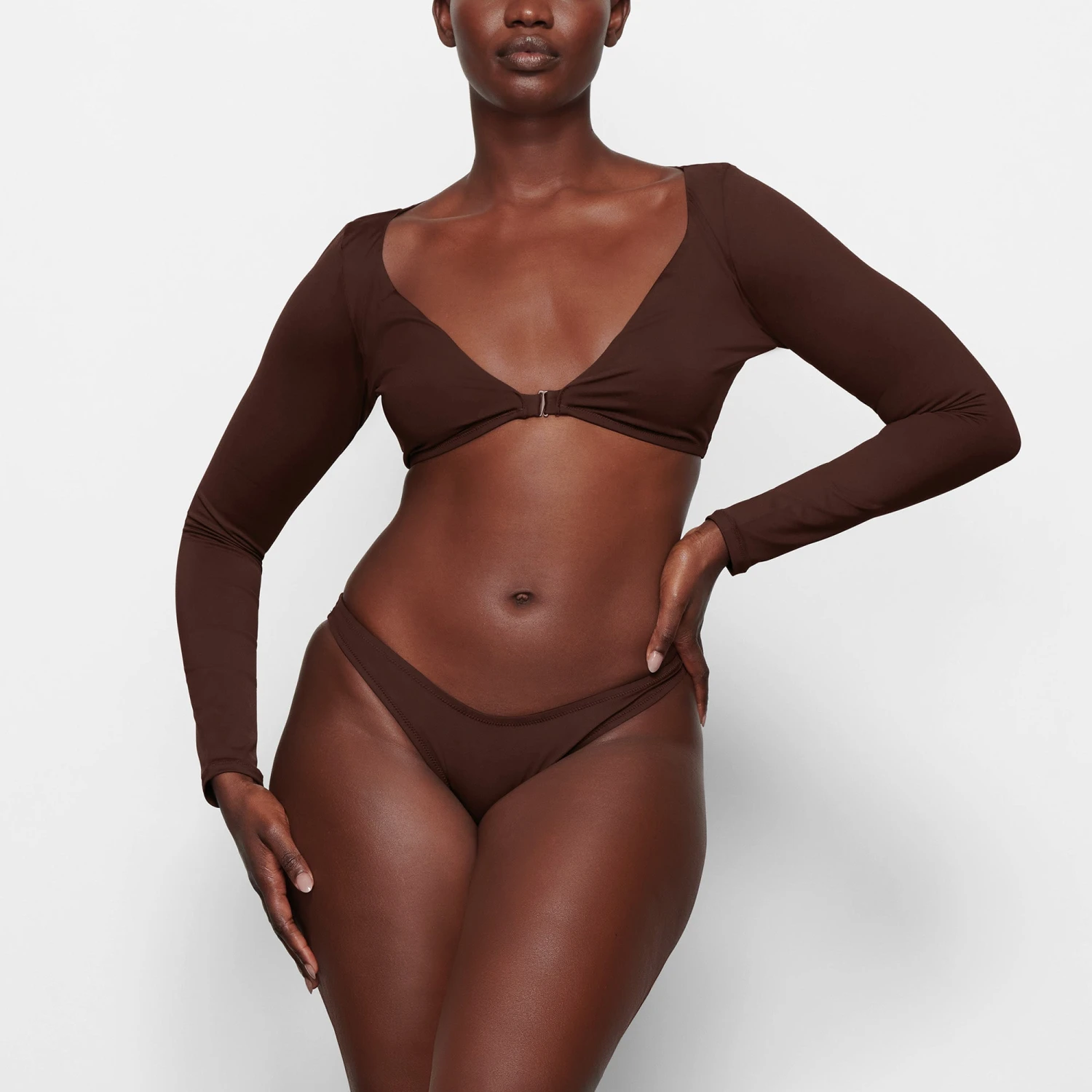 SWIM LONG SLEEVE SHRUG | COCOA 2 SWIM LONG SLEEVE SHRUG | COCOA - Image 2
