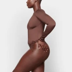 SWIM LONG SLEEVE SHIRT | COCOA -SWIM Sales Store SKIMS SWIM SW LGS 0843 TA COA 0009 SD