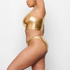 METALLIC SWIM MOCK NECK TANK | GOLD -SWIM Sales Store SKIMS SWIM SW MCK 0028 QA GOL 0009 SD