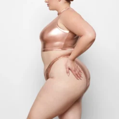 METALLIC SWIM MOCK NECK TANK | CHAMPAGNE -SWIM Sales Store SKIMS SWIM SW MCK 0028 QC CHP 0007 SD