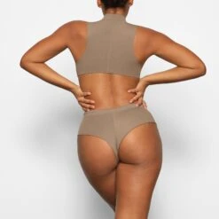 SKIMS SPORT SWIM MOCK NECK TOP | DESERT -SWIM Sales Store SKIMS SWIM SW MCK 0068 AA DES 0013 BK