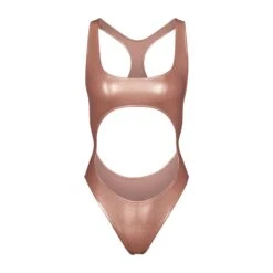 METALLIC SWIM CUT-OUT MONOKINI | CHAMPAGNE