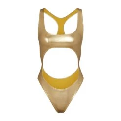 METALLIC SWIM CUT-OUT MONOKINI | GOLD