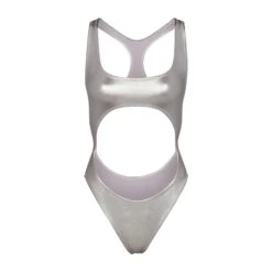 METALLIC SWIM CUT-OUT MONOKINI | NICKEL