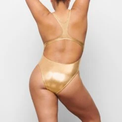METALLIC SWIM CUT-OUT MONOKINI | GOLD -SWIM Sales Store SKIMS SWIM SW MKN 0038 QA GOL 0010 BK